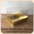 12x15x10 Ölçülü Altı Gold Metalize Karton Üstü Asetat Kutu