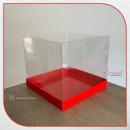 20x20x17.5 Altı Kırmızı Karton Üstü Asetat Kutu