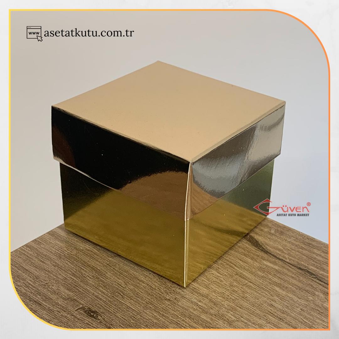 8x8x6.5 Gold Metalize Komple Karton Kutu