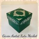 8x8x6.5 Yeşil Üzerine Gümüş Saray Desenli Komple Karton Kutu